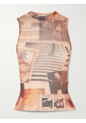 Jean Paul Gaultier - Journal Printed Mesh Top - Neutrals - xx small,x small,small,medium,large,x large