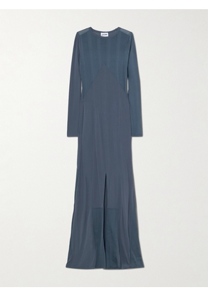 Jean Paul Gaultier - Paneled Ribbed Stretch-jersey Maxi Dress - Blue - x small,small,medium,large,x large,xx large