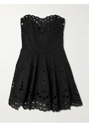Charo Ruiz - Bail Broderie Anglaise Cotton-blend Mini Dress - Black - x small,small,medium,large