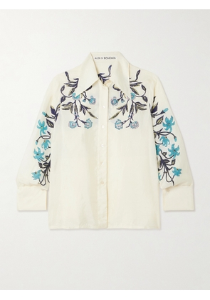 ALIX OF BOHEMIA - Dana Floral-print Silk Crepe De Chine Shirt - Off-white - x small,small,medium,large,x large