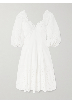 Charo Ruiz - Corbin Paneled Scalloped Broderie Anglaise Cotton-blend Midi Dress - White - x small,small,medium,large
