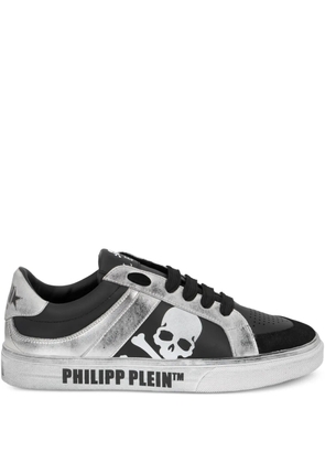 Philipp Plein skull leather trainers - Black