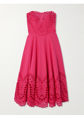 Charo Ruiz - Marlin Broderie Anglaise Cotton-blend Midi Dress - Pink - x small,small,medium,large