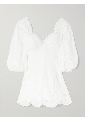 Charo Ruiz - Esmare Scalloped Broderie Anglaise Cotton-blend Mini Dress - White - x small,small,medium,large