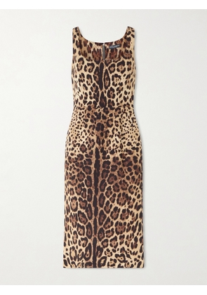 Dolce & Gabbana - Leopard-print Silk-blend Satin Midi Dress - Animal print - IT36,IT38,IT40,IT42,IT44,IT46