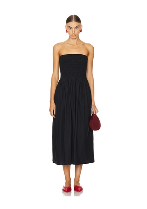 FAITHFULL THE BRAND Lida Midi Dress in Black. Size L. Also in M, XL.