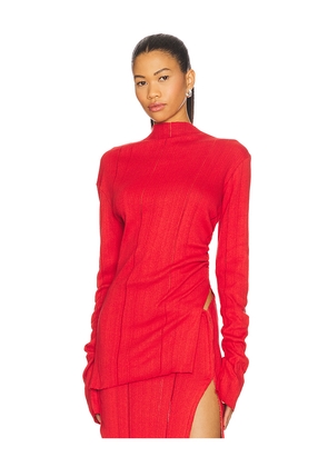 Jade Cropper Long Sleeve Top in Red. Size 34. Also in 36, 38.