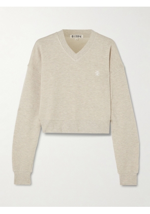 ÉTERNE - Embroidered French Cotton-blend Terry Sweatshirt - Neutrals - XS/S,S/M,M/L