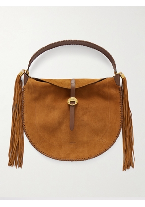 Isabel Marant - Oskan Folk Whipstitched Fringed Suede Shoulder Bag - Brown - One size