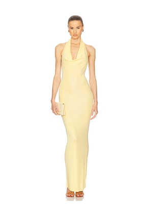 Helsa Aaliyah Maxi Knit Dress in Lemon. Size L. Also in M, S, XL.