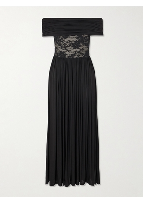Zimmermann - Off-the-shoulder Lace-trimmed Gathered Stretch-jersey Maxi Dress - Black - 00,0,1,2,3,4