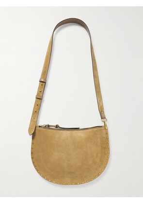 Isabel Marant - Oskan Soft Leather-trimmed Studded Suede Shoulder Bag - Brown - One size