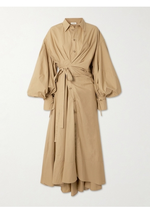 Zimmermann - Rebellion Gathered Cotton-poplin Midi Wrap Dress - Brown - 00,1,2,3,4