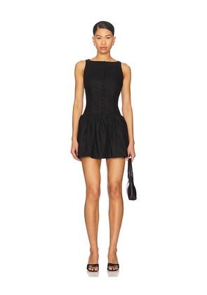 FAITHFULL THE BRAND Blair Mini Dress in Black. Size L. Also in M, S, XL.