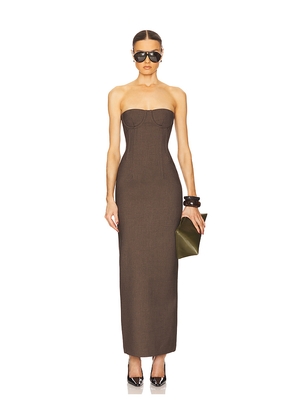 Helsa The Linear Suiting Dress in Brown. Size L. Also in M, S, XL, XS.