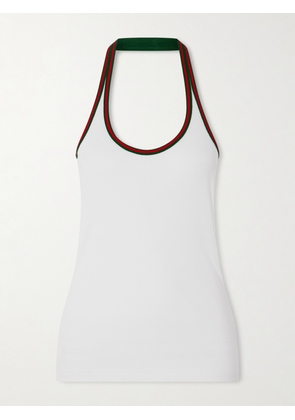 Gucci - Striped Ribbed Cotton-blend Jersey Halterneck Tank - White - x small,small,medium,large,x large,xx large