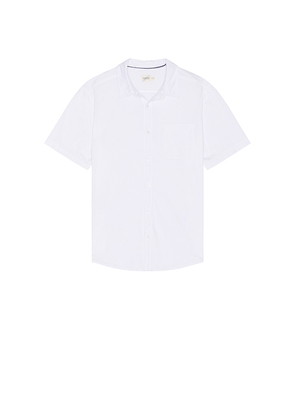 Fair Harbor The Short Sleeve Saltaire Shirt in White. Size S. Also in XL/1X.