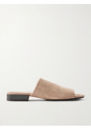 Brunello Cucinelli - Embellished Suede Mules - Brown - IT36,IT36.5,IT37,IT37.5,IT38,IT38.5,IT39,IT39.5,IT40,IT40.5,IT41