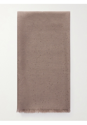 Brunello Cucinelli - Sequined Cashmere And Silk-blend Scarf - Brown - One size