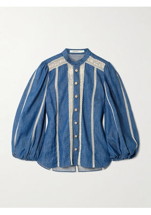 Zimmermann - Awaken Lace-trimmed Denim Shirt - Blue - 00,1,2,3,4