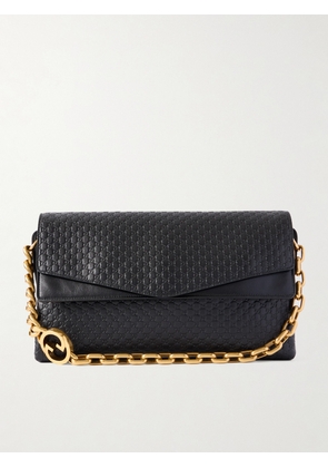 Gucci - Chain-detailed Logo-debossed Leather Shoulder Bag - Black - One size