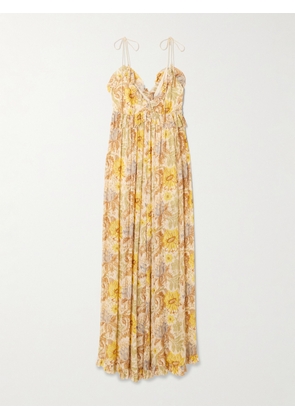 Zimmermann - Daylight Ruffled Floral-print Metallic Fil Coupé Gauze Jumpsuit - Orange - 00,1,2,3