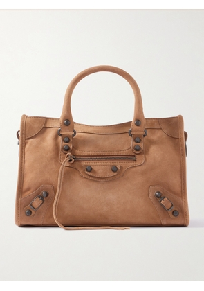 Balenciaga - Le City Small Embellished Suede Tote - Brown - One size