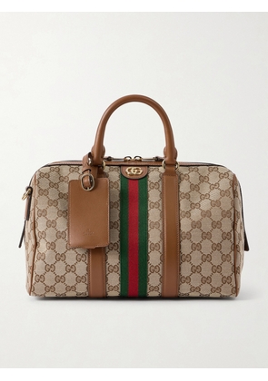 Gucci - Ophidia Webbing And Leather-trimmed Canvas-jacquard Shoulder Bag - Brown - One size