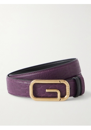 Gucci - Reversible Textured-leather Belt - Purple - 75,80,85,90,95