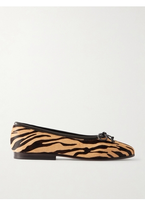 Loeffler Randall - Noelle Bow-detailed Leather-trimmed Zebra-print Calf Hair Ballet Flats - Animal print - US5,US6,US7,US8,US9,US10,US11,US12