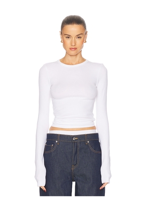 GRLFRND Crew Neck Extra Long Sleeve Tee in White. Size L. Also in M, S, XL, XS, XXS.