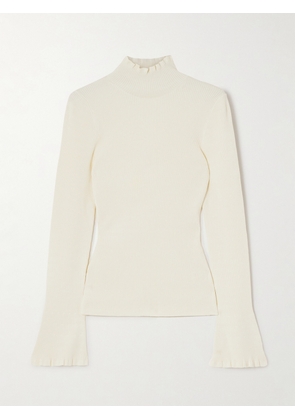 Proenza Schouler White Label - Phyllis Striped Ribbed-knit Turtleneck Sweater - Off-white - xx small,x small,small,medium,large,x large