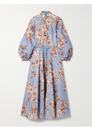 Zimmermann - Awaken Floral-print Linen Maxi Dress - Blue - 00,1,2,3,4