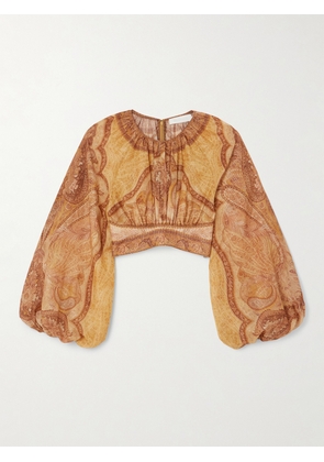 Zimmermann - Wanderlust Cropped Printed Cotton-blend Voile Top - Yellow - 00,0,1,2,3,4