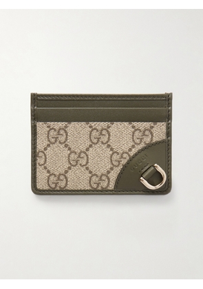 Gucci - Gg Emblem Mini Printed Coated-canvas And Leather Cardholder - Green - One size