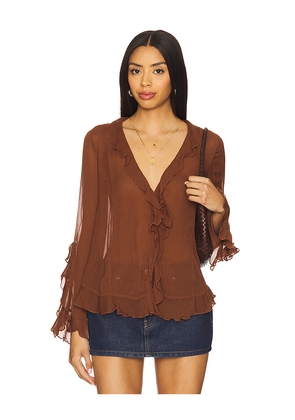 Free People Bali Tulula Chiffon Top in Brown. Size L. Also in M, S, XL, XS.