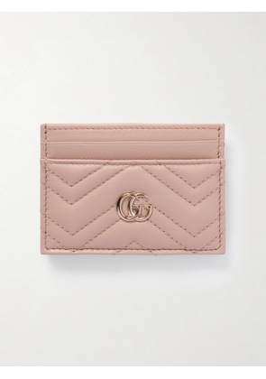 Gucci - Gg Marmont Quilted Textured-leather Cardholder - Neutrals - One size