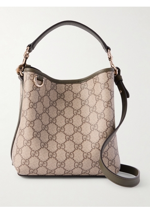 Gucci - Gg Emblem Leather-trimmed Printed Coated-canvas Bucket Bag - Multi - One size