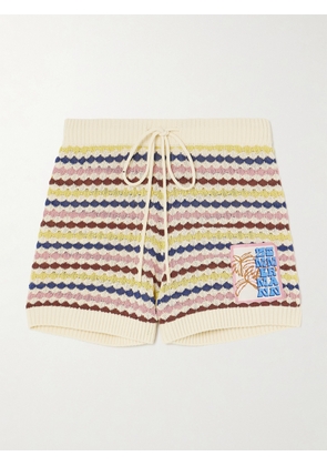 Zimmermann - Awaken Appliquéd Striped Cotton-blend Shorts - Cream - 00,1,2,3,4