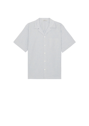 SIMKHAI Poe Camp Shirt in Blue. Size M. Also in XL/1X.