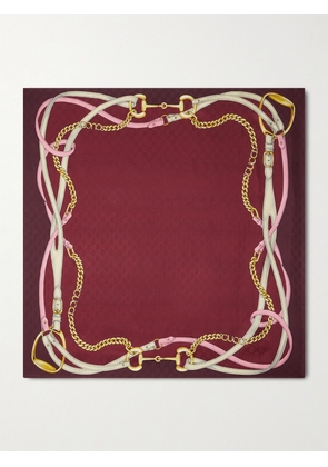 Gucci - Printed Silk-twill Jacquard Scarf - Burgundy - One size