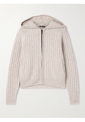 James Perse - Ribbed Recycled-cashmere Hoodie - Neutrals - 01,2,3