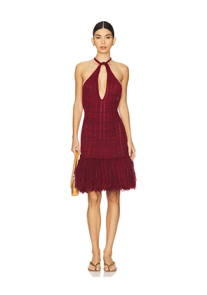 George Trochopoulos Laddered Fringe Mini in Burgundy. Size M. Also in S, XS.