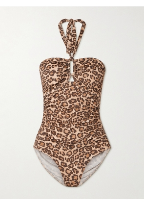 Zimmermann - Wanderlust Cutout Ruched Leopard-print Swimsuit - Animal print - 01,2,3,4