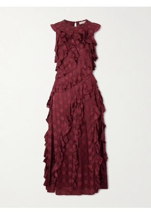 Ulla Johnson - Kavita Silk-blend Jacquard Midi Dress - Burgundy - US0,US2,US4,US6,US8,US10,US12