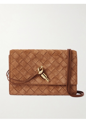 Bottega Veneta - Andiamo Intrecciato Suede Shoulder Bag - Brown - One size