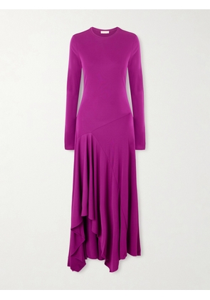 Ulla Johnson - Leyna Asymmetric Draped Jersey Midi Dress - Purple - x small,small,medium,large,x large