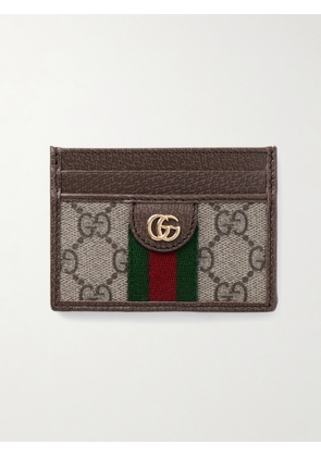 Gucci - Ophidia Textured Leather-trimmed Printed Coated-canvas Cardholder - Neutrals - One size