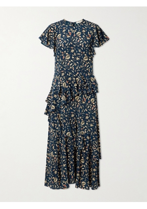 Ulla Johnson - Amaia Ruffled Printed Silk Crepe De Chine Midi Dress - Multi - US00,US0,US2,US4,US6,US8,US10,US12,US14