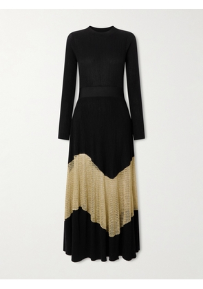 Ulla Johnson - Roanne Metallic Knitted Midi Dress - Black - x small,small,medium,large,x large